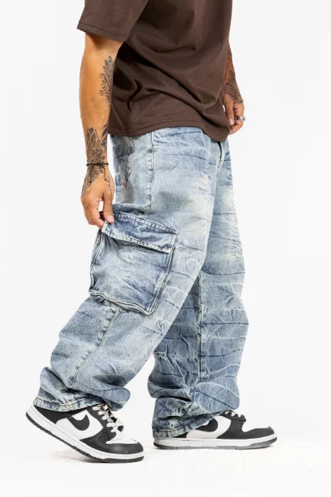 Jeans Baggy Cargo Quebrado Oxido