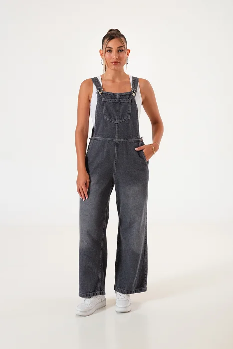 6002 Jardinero Gris  Wide Leg Rigido