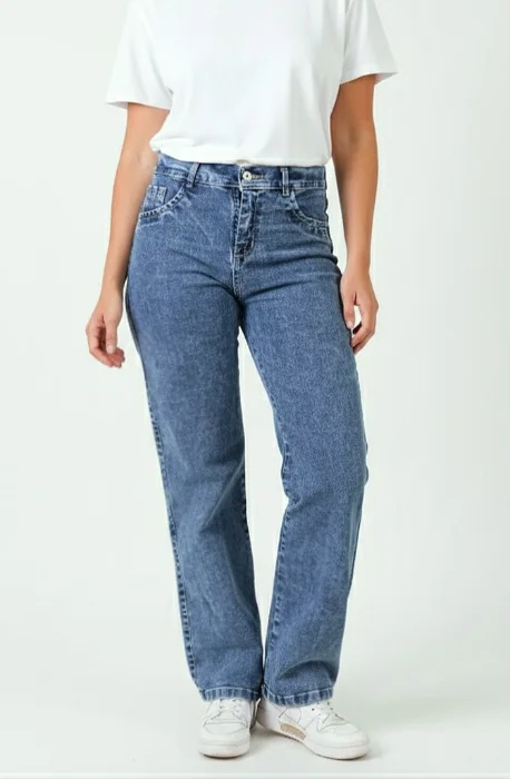 Jeans Wide Leg Azul Nevado Dama  Pantalon Ancho Mujer Moda Promos Mayoristas Hotsale