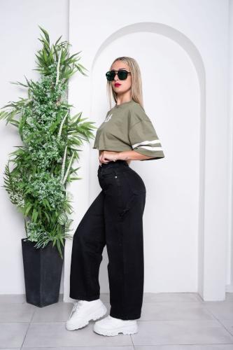Pantalon Jean Rigido Negro Wide Leg - Miniatura 4