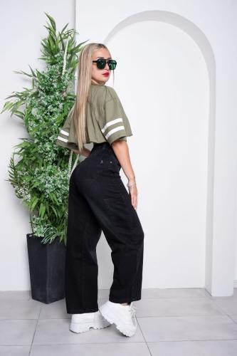 Pantalon Jean Rigido Negro Wide Leg - Miniatura 5