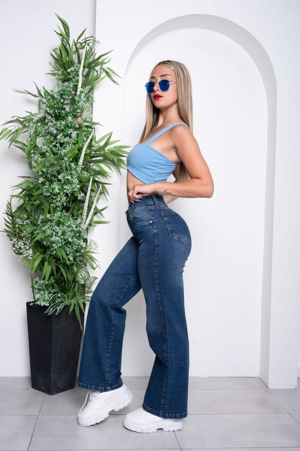 Pantalon Jean Elastizado Wide Leg Oxido - Imagen 5