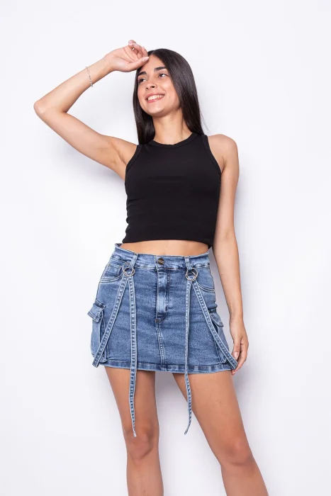 Short Pollera Jeans Elastizado