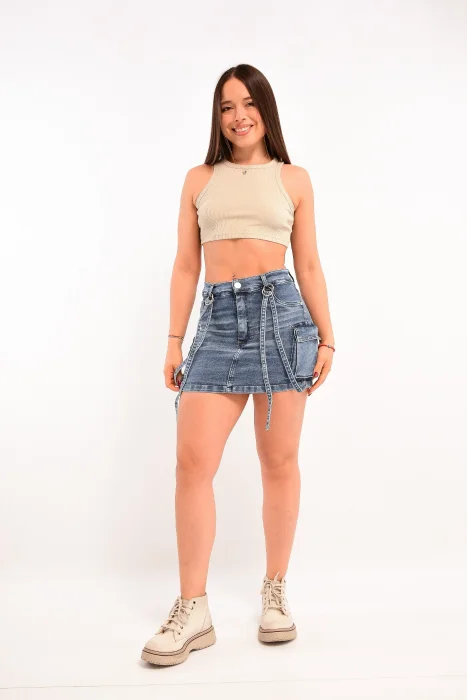 Short Pollera Jeans Elastizado