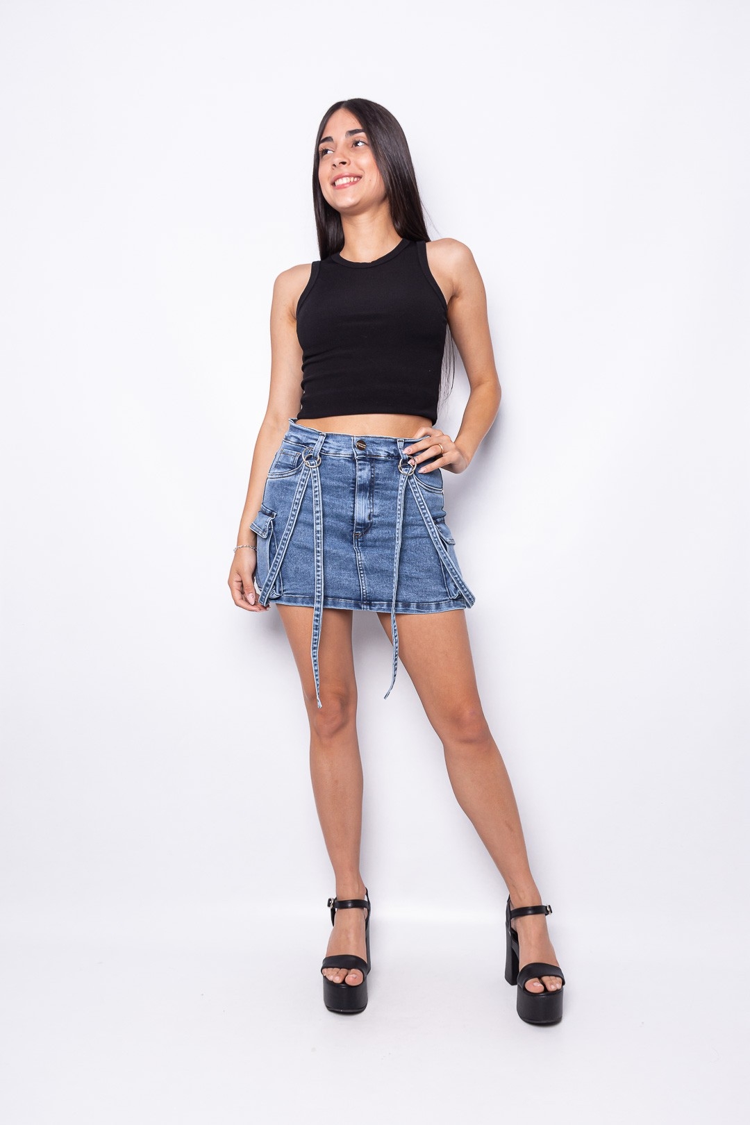 Short Pollera Jeans Elastizado - Imagen 2