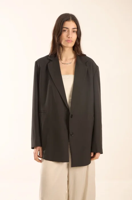Blazer Sastrero Premium Oversize Forrado con Hombreras, Bolsillos y Tajo