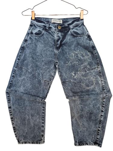 Teens Baggi Azul Nevado Pinzas C/brillo