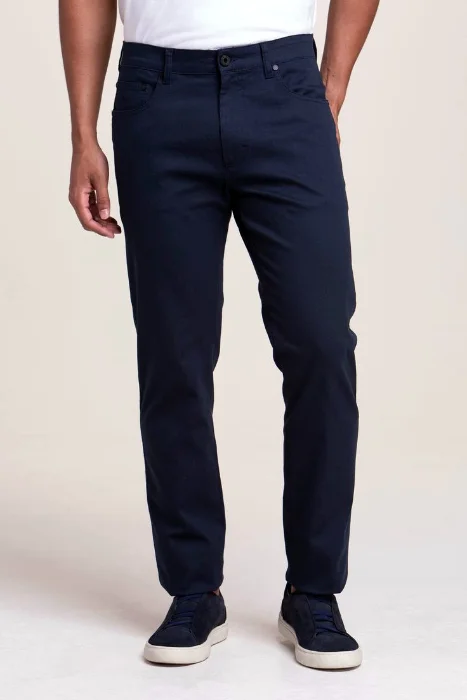 Jean Semi Recto Marino Clásico Hombre  Pantalon Semi Chupin Skinny Denim Caballero