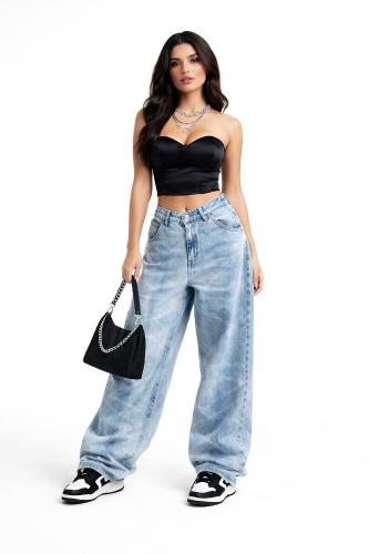 Jeans Baggy Estilo Y2k con Tiras Mujer  Pantalon Ancho Moda 2000's Dama  Mayoristas - Miniatura 6