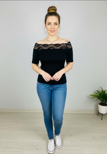 Art.5150-c  Remera Manga Corta con Puntilla de Encaje Ancha - Miniatura 2