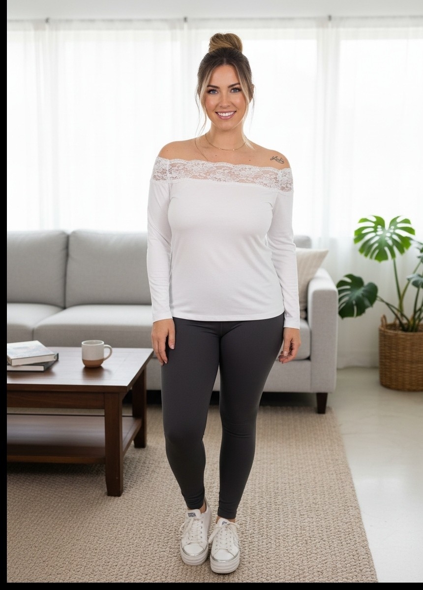 Art.5150 - L. Remera Manga Larga con Puntilla  de Encaje  Ancha - Imagen 2