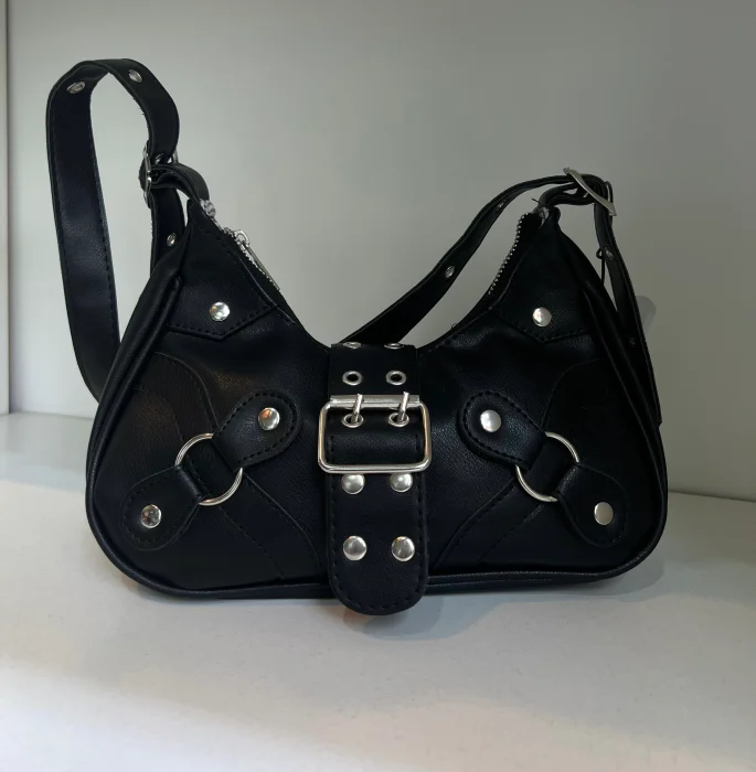 Cartera Mini Bags Negra Baguette Blanca Bordo Roja