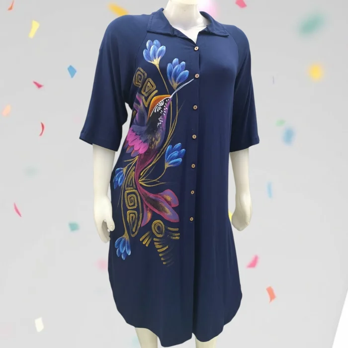 Vestido Camisa Artesanal/pintado a Mano