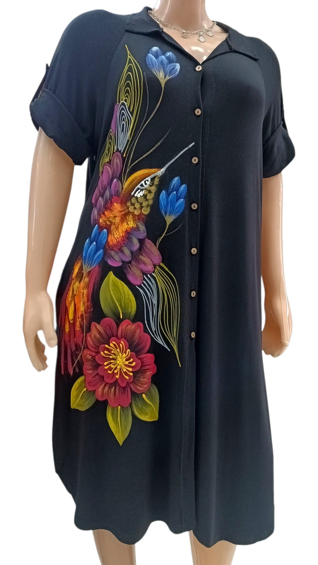 Vestido Camisa Artesanal/pintado a Mano - Imagen 2