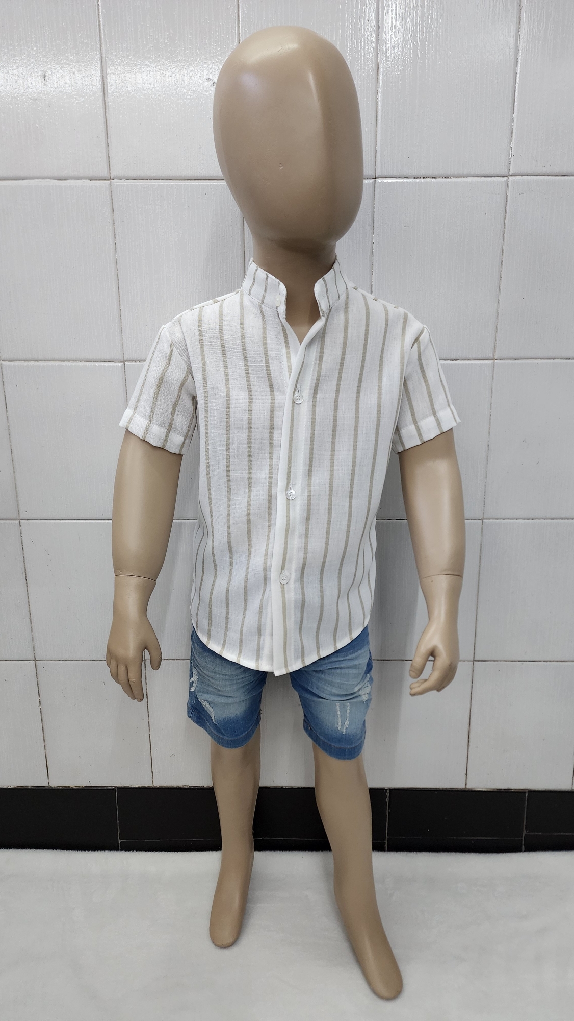 Camisas Polina Rayada de Bebé Cuello Mao - Imagen 2