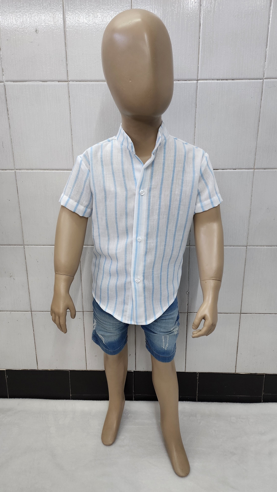 Camisas Polina Rayada de Bebé Cuello Mao - Imagen 4