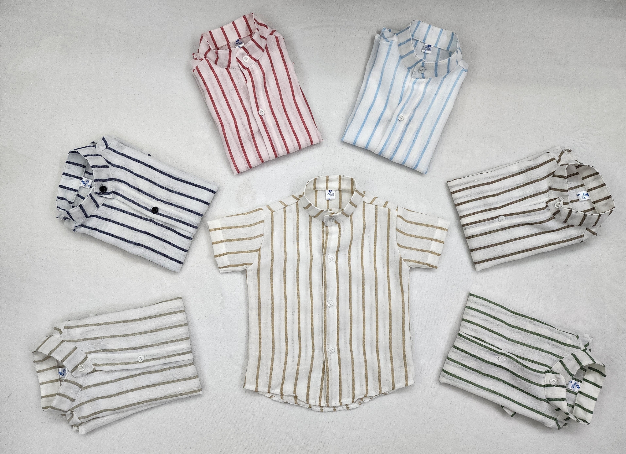 Camisas Polina Rayada de Bebé Cuello Mao - Imagen 6