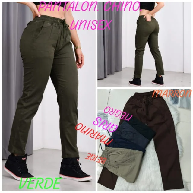Pantalon Chino Unisex Liso Efecto Lavado