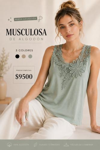 Musculosa Importa Aplique de Flor y Brillo