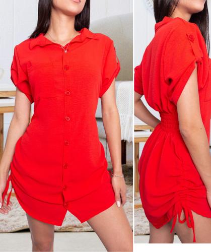 Camisa Vestido C/ Frunce Lateral  y Espalda