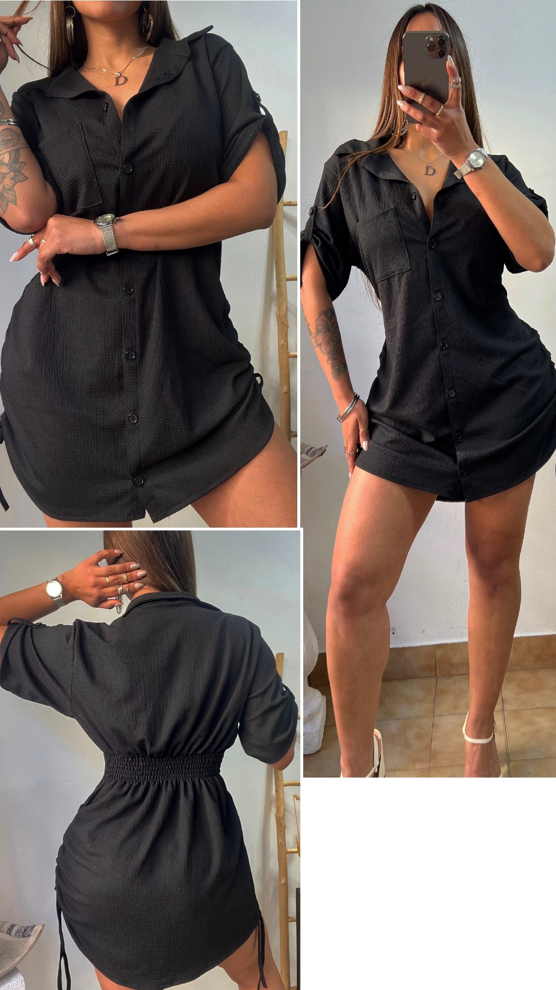 Camisa Vestido C/ Frunce Lateral  y Espalda - Imagen 2
