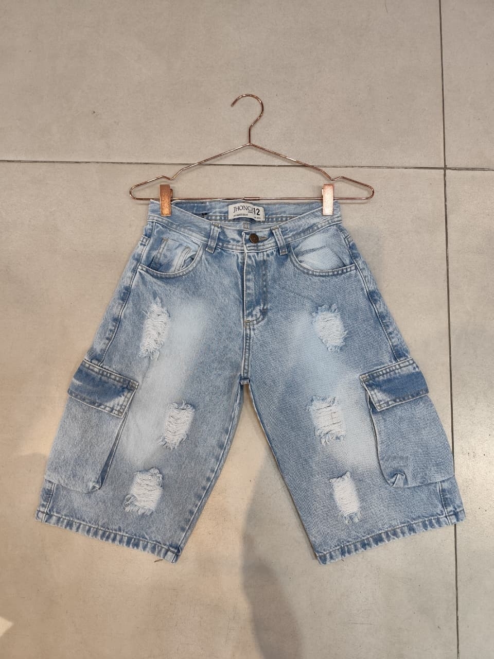 Bermuda Baggi Teens Celeste Cargo C/rotura - Imagen 1