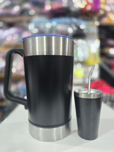 Jarra Acero 2 Lt +vaso y Bombilla