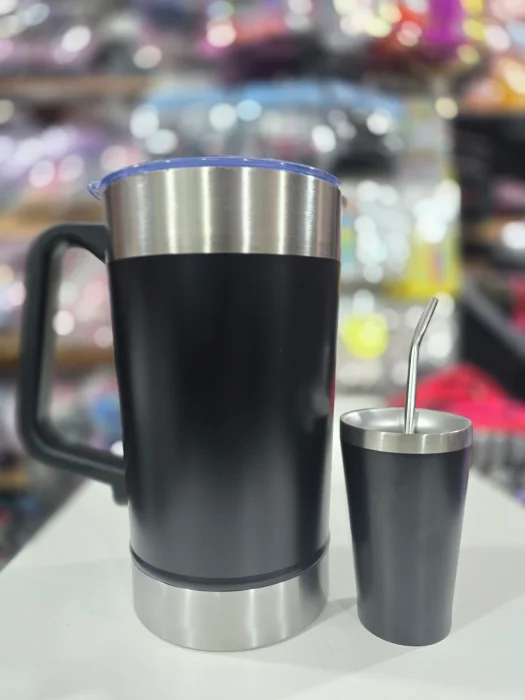 Jarra Acero 2 Lt +vaso y Bombilla