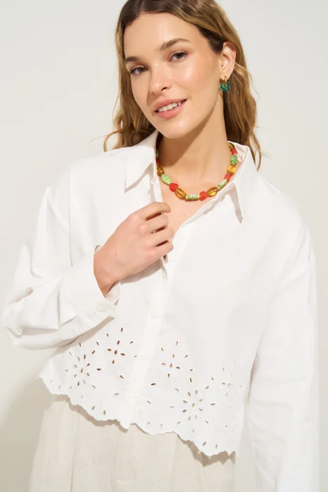 Camisa Detalle Broderie Inferior