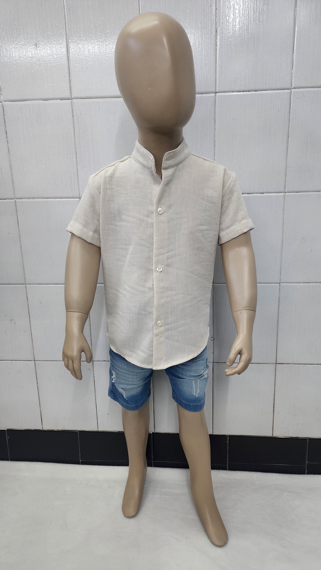 Camisas Polina Liso de Bebé Cuello Mao - Imagen 1
