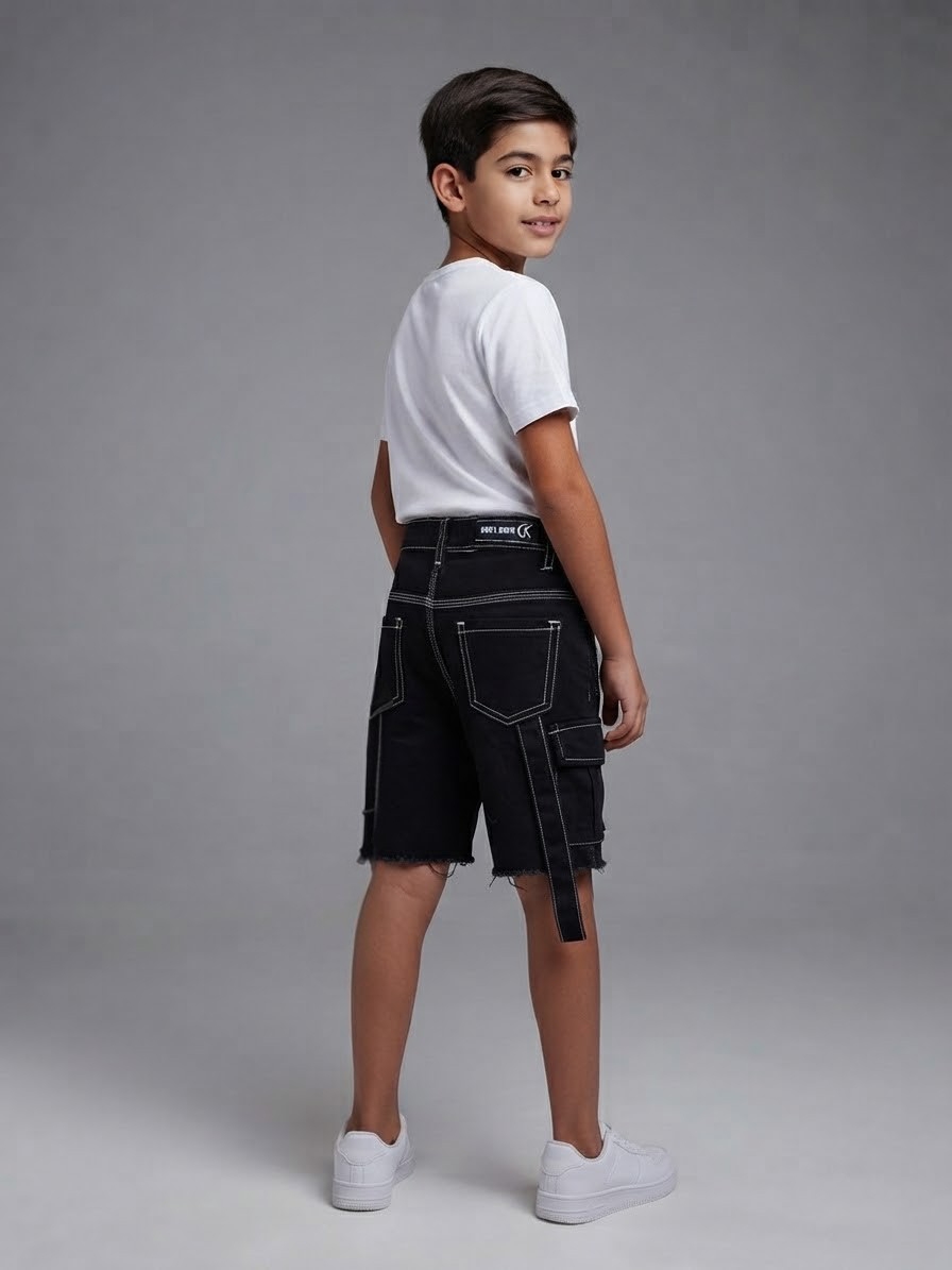Bermuda Mom Cargo Negro de Niño - Imagen 2