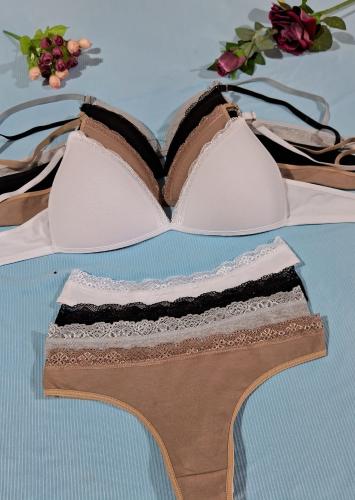Conjunto Triangulito con Puntilla Algodón Lycra