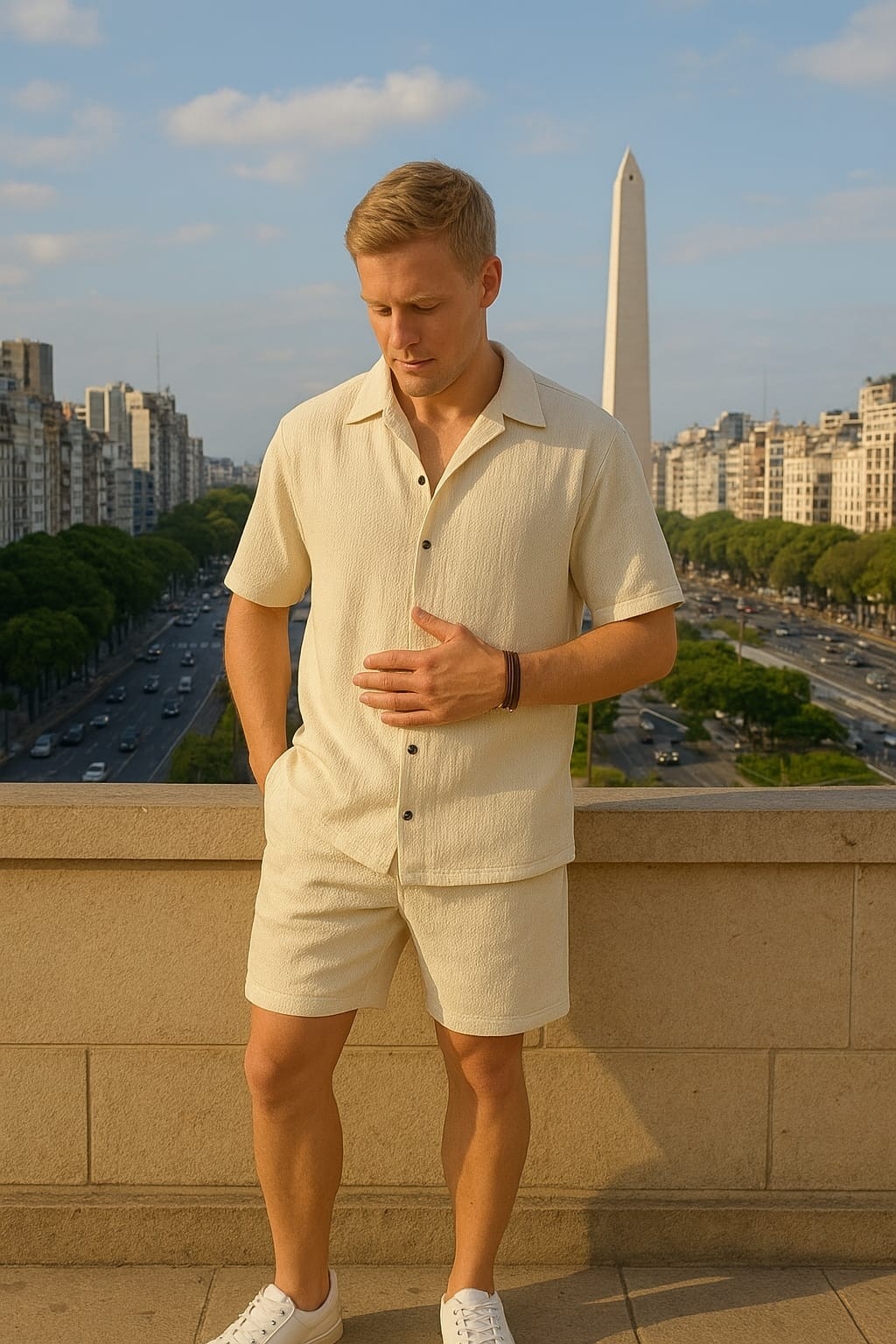 Conjunto de Camisa y Bermuda  Telas Tramadas - Imagen 2