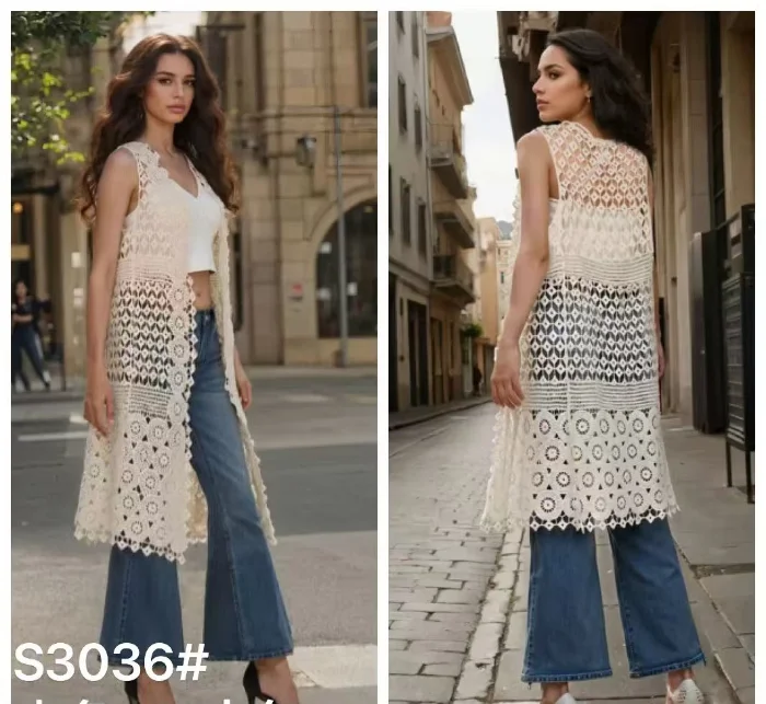 Chaleco Tejido Crochet Largo