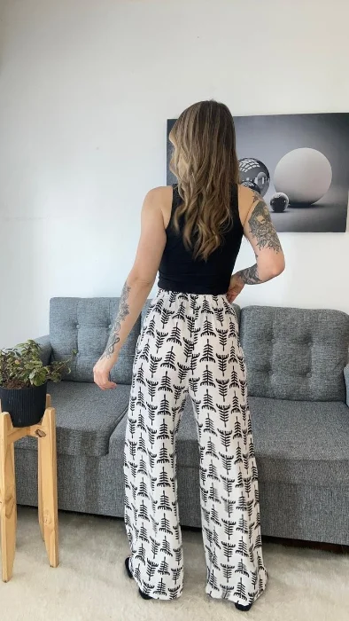 Palazo Lino con Spandex Estampado