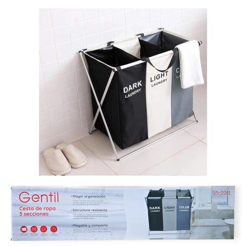 Cesto Canasto Laundry Pegable 3 Secciones 36*67*61c (gn-0061)