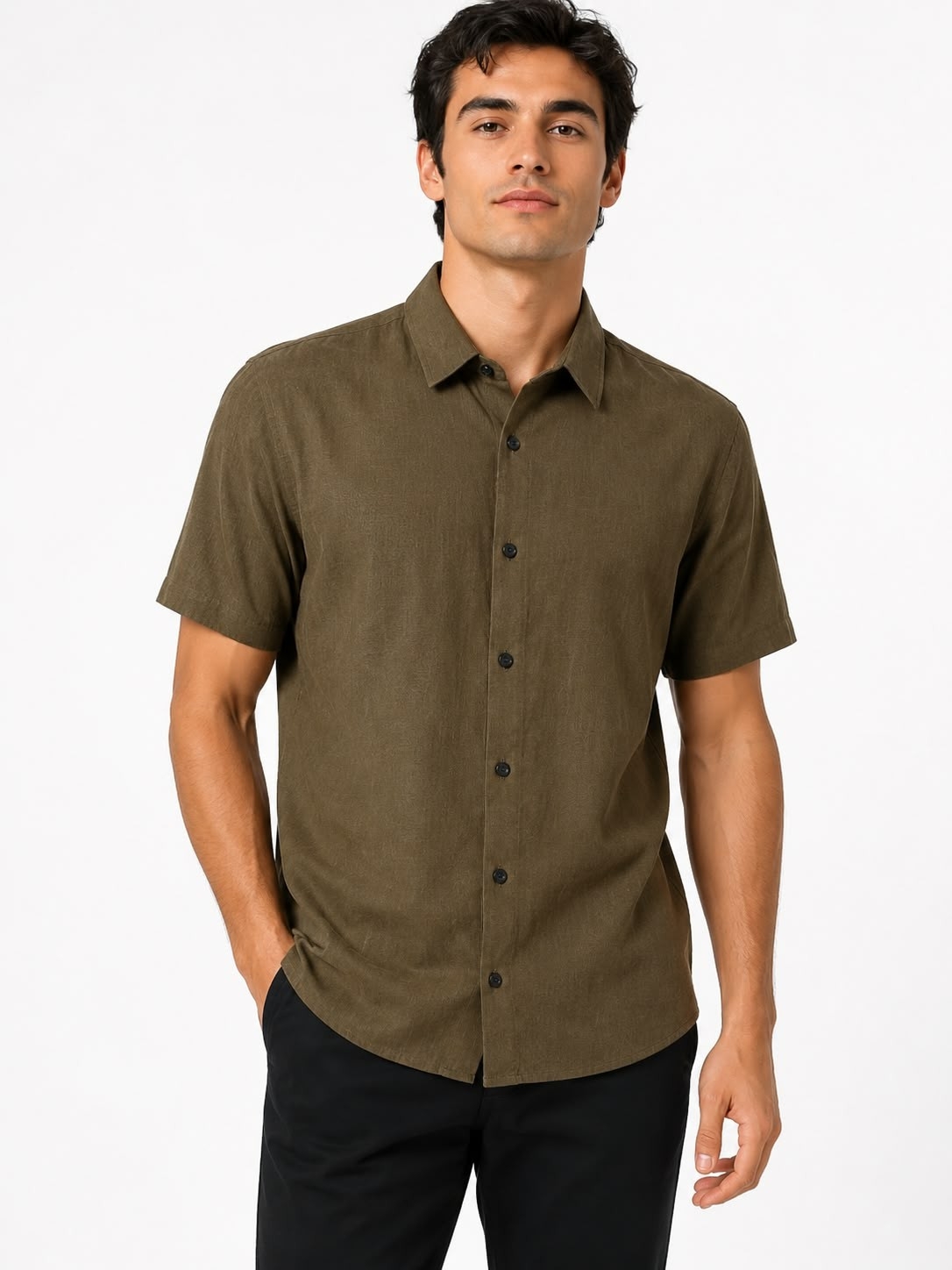 Camisa Lino Cuello Italiano - Imagen 2