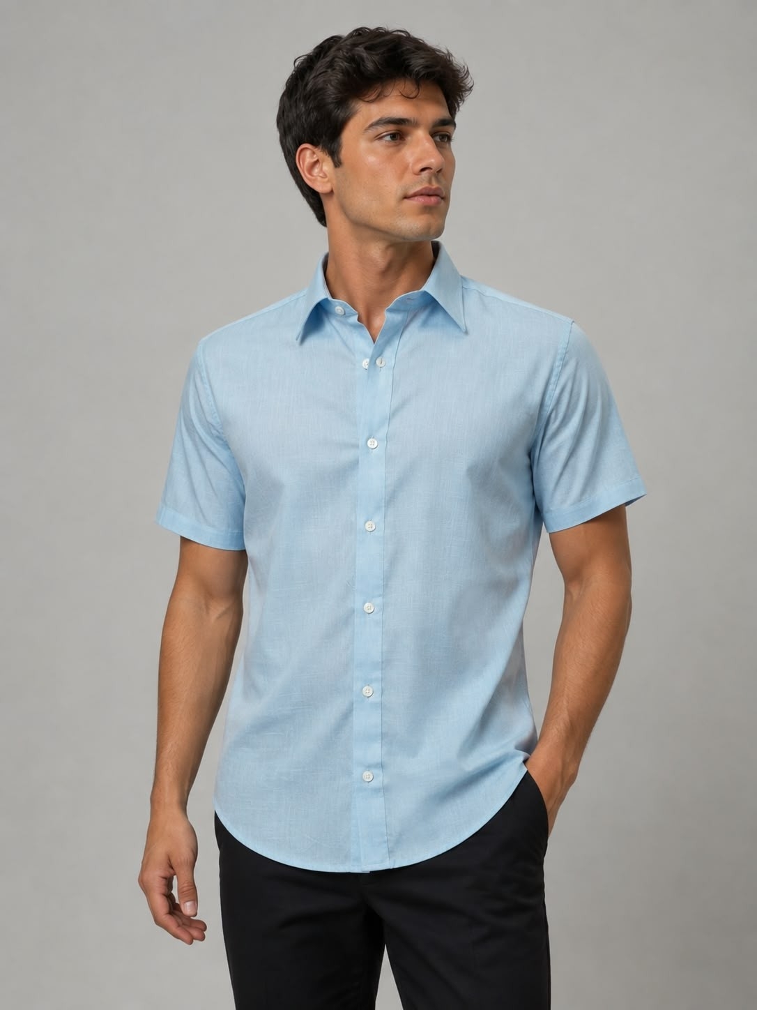 Camisa Lino Cuello Italiano - Imagen 3