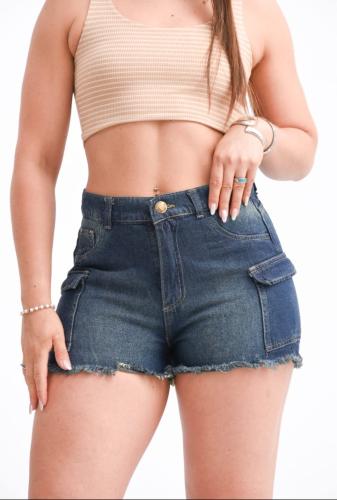 Short Jean Cargo Rasgado Dama  Pantalón Corto Mom Denim Moda Mujer Mayoristas Hotsale - Miniatura 5