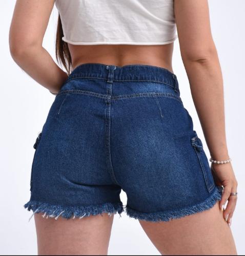 Short Jean Cargo Rasgado Dama  Pantalón Corto Mom Denim Moda Mujer Mayoristas Hotsale - Miniatura 2