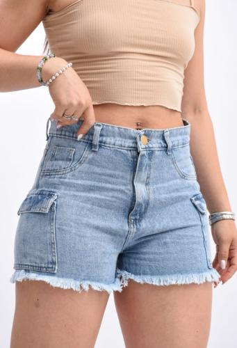 Short Jean Cargo Rasgado Dama  Pantalón Corto Mom Denim Moda Mujer Mayoristas Hotsale - Miniatura 3