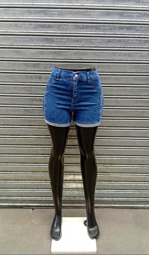 Short Jean Cargo Azul Nevado Dama  Pantalón Corto Denim  Mom Clásico Mujer Mayoristas