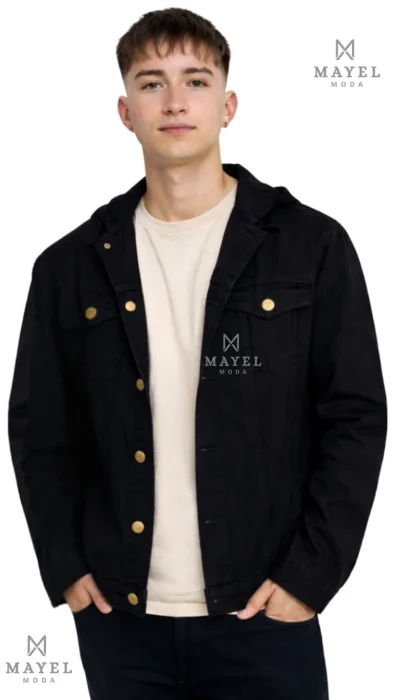 Campera Jeans Negro de Hombre