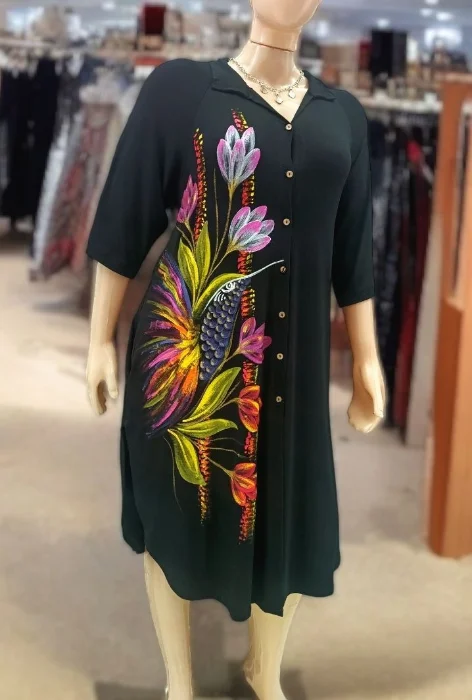 Vestido Camisa Artesanal/pintado a Mano
