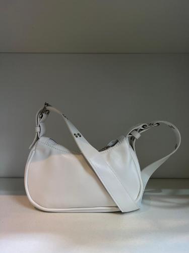 Cartera Mini Bags Baguette Blanca Cierre Metal - Miniatura 3