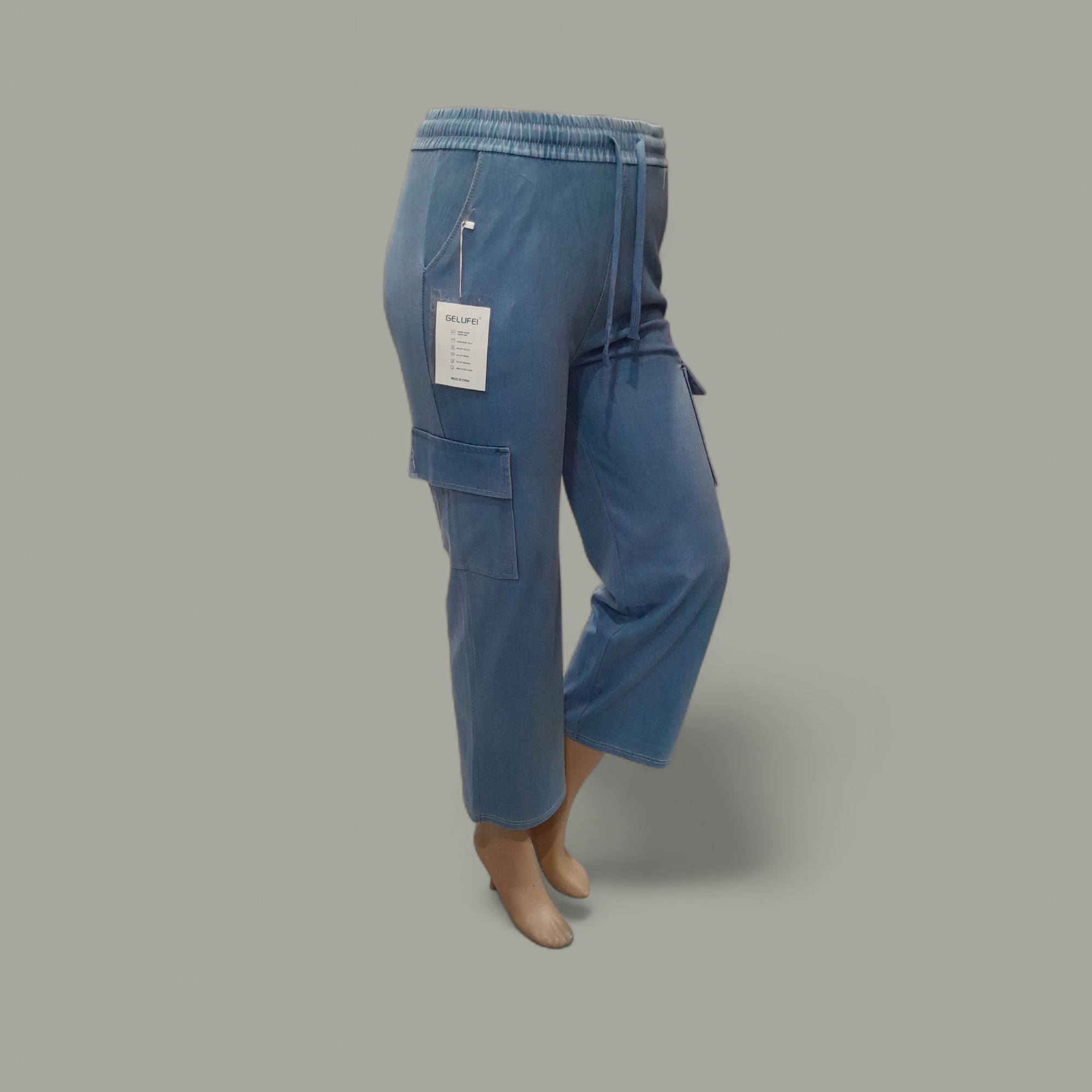 Semi Jeans Palazo Cargo Importado - Imagen 3