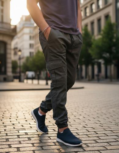 Pantalon Jogger Cargo Gabardina Rígida Verde Militar - Miniatura 2