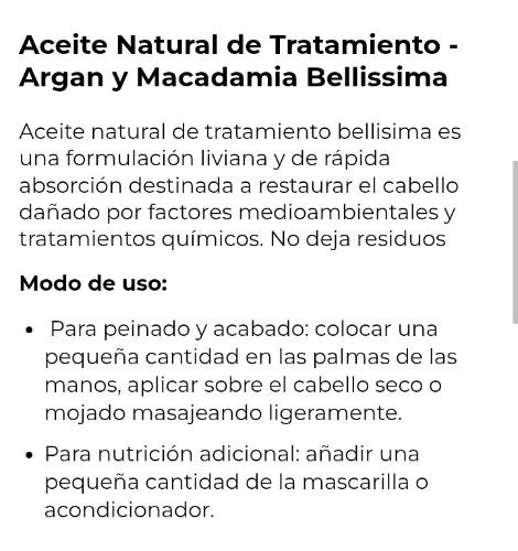 Bellissima Sérum Aceite Capilar Natural de Argán 40ml - Miniatura 3