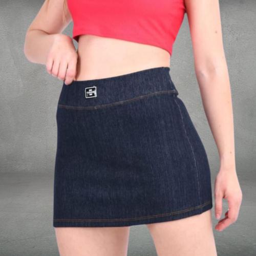 Pollera Short Simil Jean Elastizada (con Bolsa) - Miniatura 3