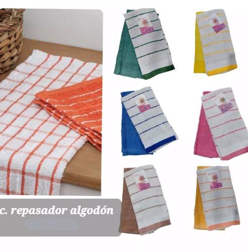 Repasador Set Bicolor Cuadros Algodón 100%